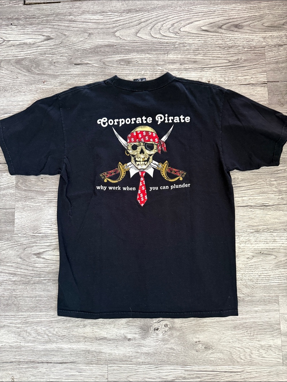 Graphic Tee - Black with Red Accents and Pirate with Swords